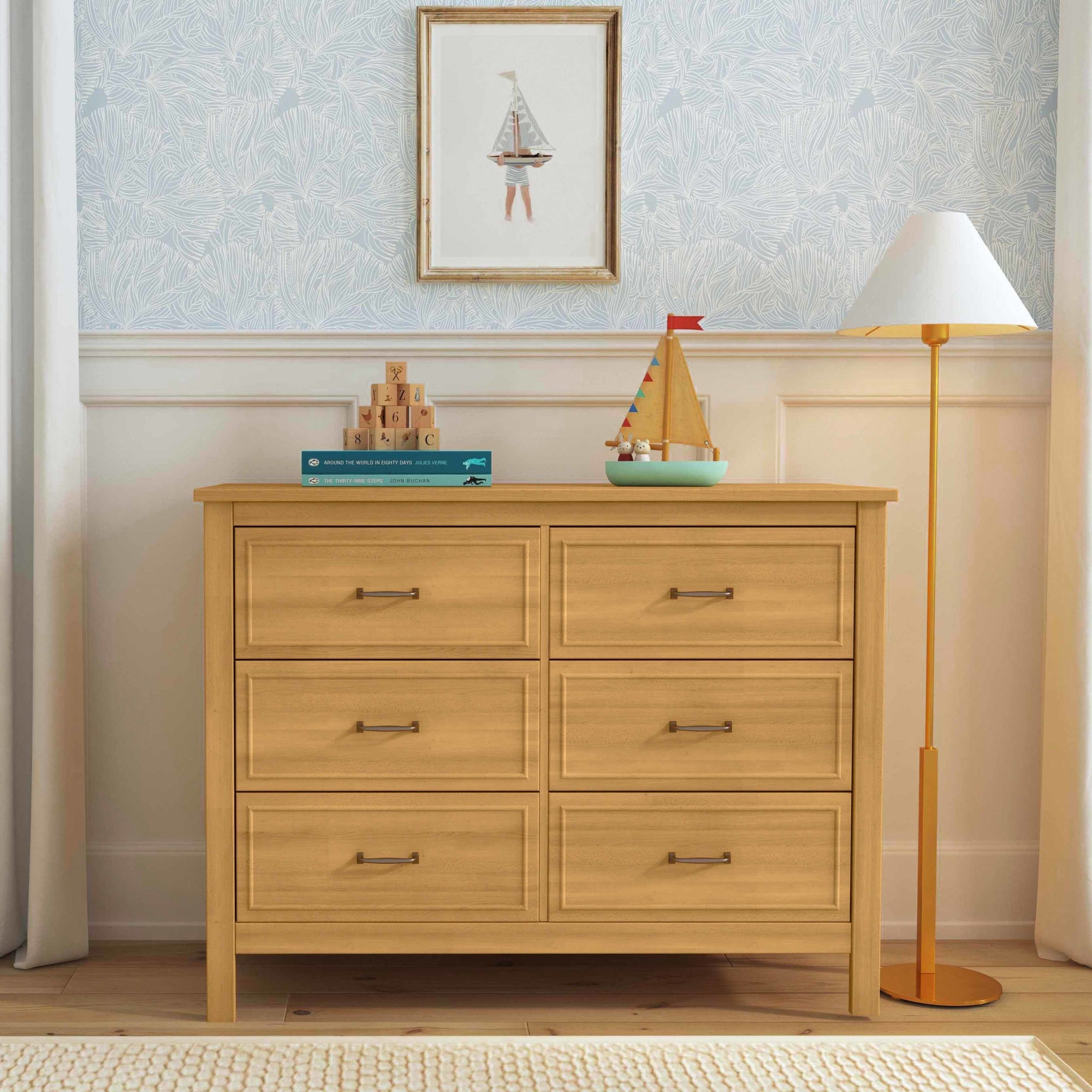 M12826HY,DaVinci,Charlie 6-Drawer Double Dresser in Honey