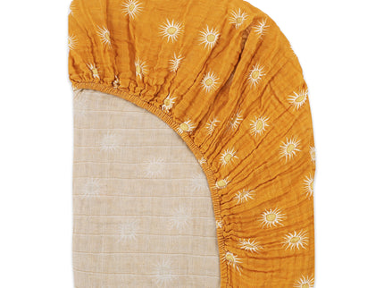 T26933,Babyletto,Golden Hour Muslin All-Stages Midi Crib Sheet in GOTS Certified Organic Cotton
