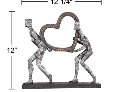 The Weight of Love 12" High Figurines and Heart Sculpture