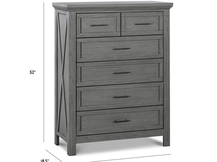 B14525WC,Monogram by Namesake,Emory Farmhouse 6-Drawer Chest in Weathered Charcoal