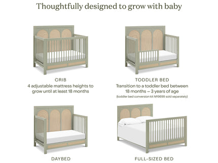 M24801FSPSEW,Namesake,Eloise 4-in-1 Convertible Crib in French Sage and Performance Sand Eco-Weave