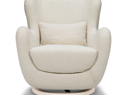 M24187WBIB,Nursery Works,Solstice Swivel Glider in Ivory Boucle w/Ivory Wood Base