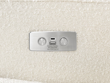 M23085WBLB,Babyletto,Sigi Glider Recliner w/ Electronic Control and USB in Ivory Boucle w/Light Wood Base