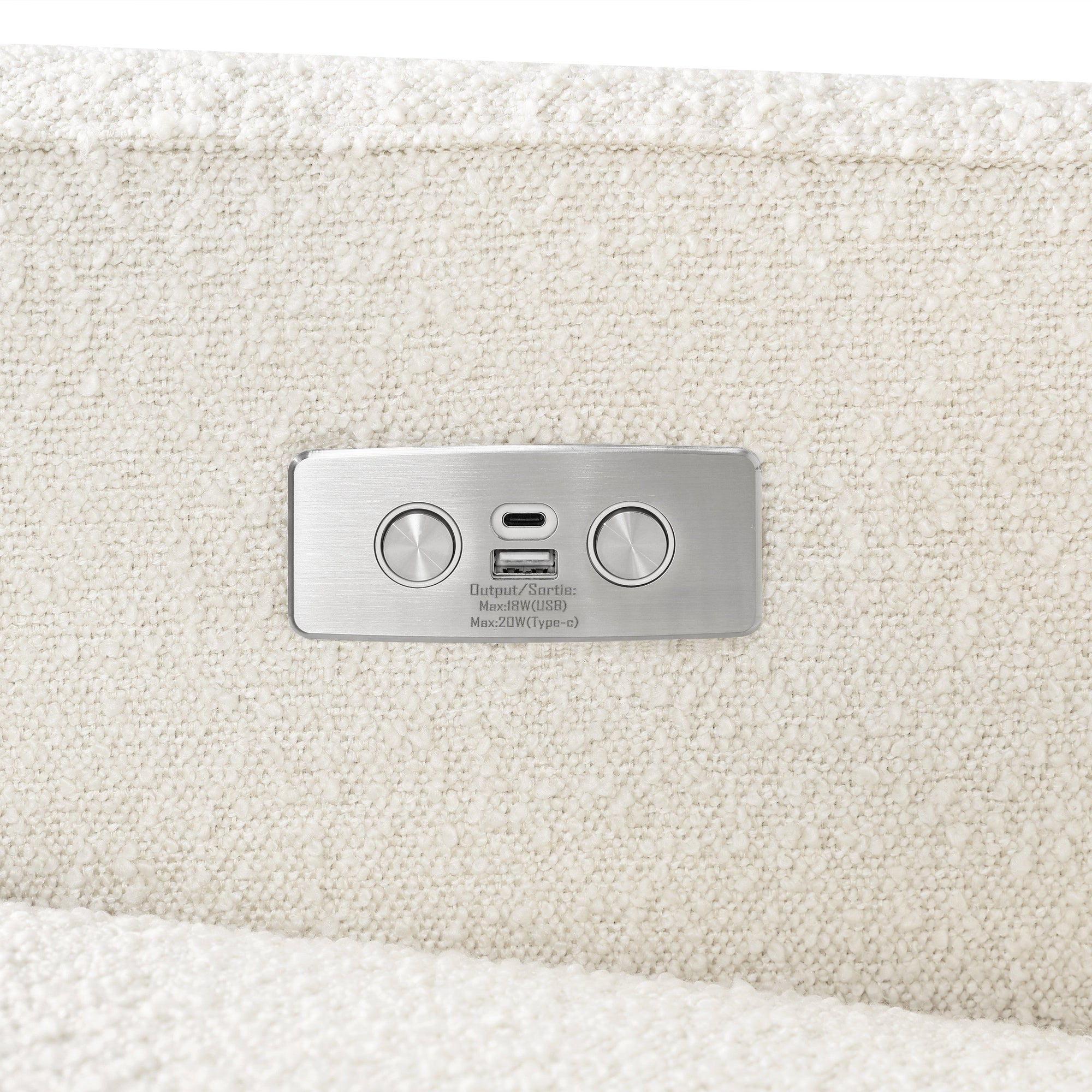 M23085WBLB,Babyletto,Sigi Glider Recliner w/ Electronic Control and USB in Ivory Boucle w/Light Wood Base
