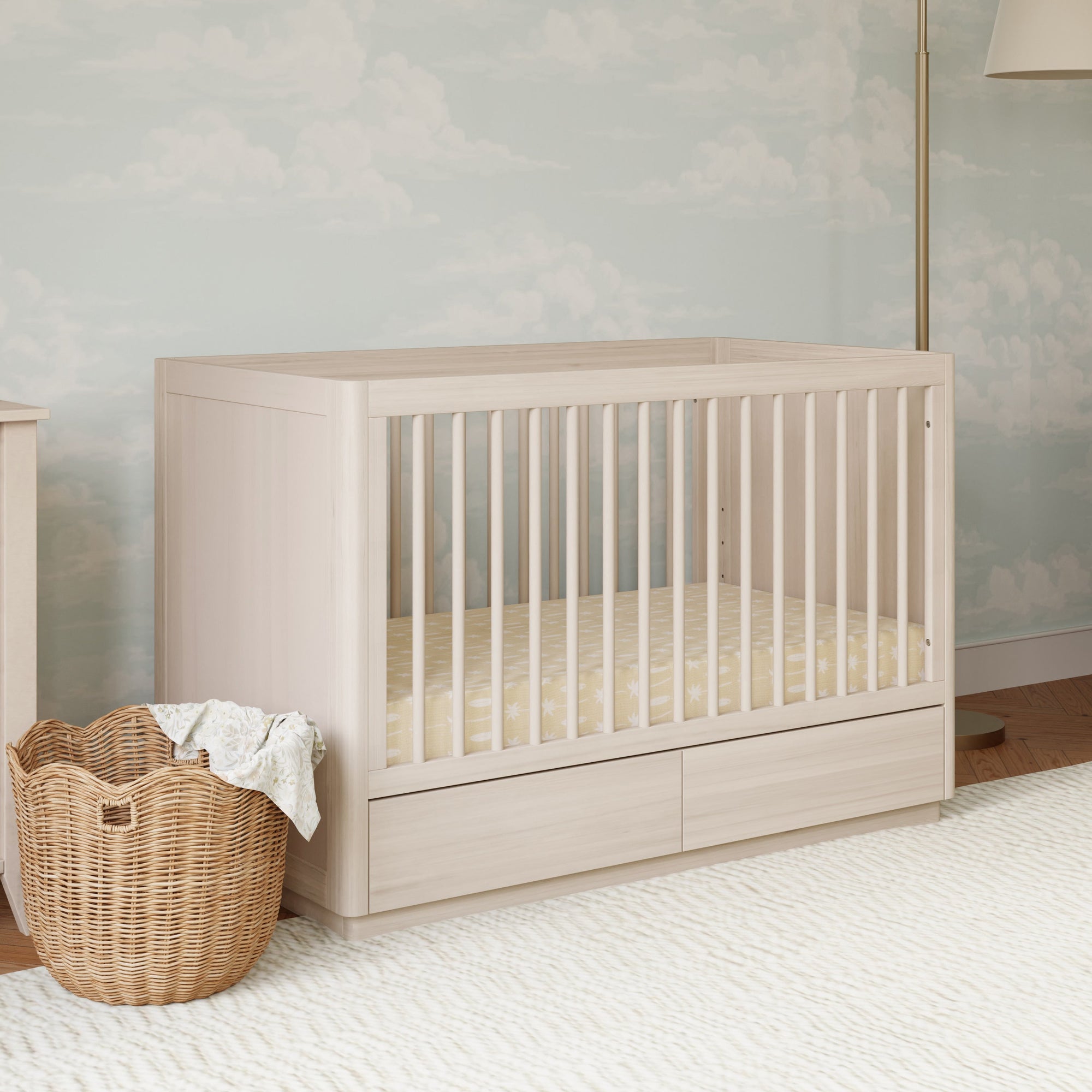M21601NX,Babyletto,Bento 3-in-1 Convertible Storage Crib w/Toddler Bed Conversion Kit in Washed Natural