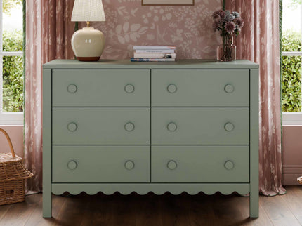 M27826LS,DaVinci,Sammy Scallop 6-Drawer Dresser in Light Sage