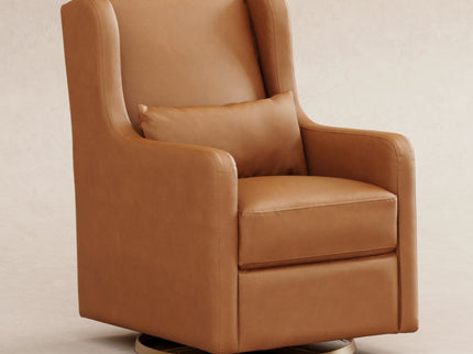 M22187TANG,Babyletto,Wally Swivel Glider in Tan Vegan Leather w/Gold Base