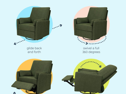 F24687PFGL,Carter's,Ethan Swivel Recliner in Performance Forest Green Linen