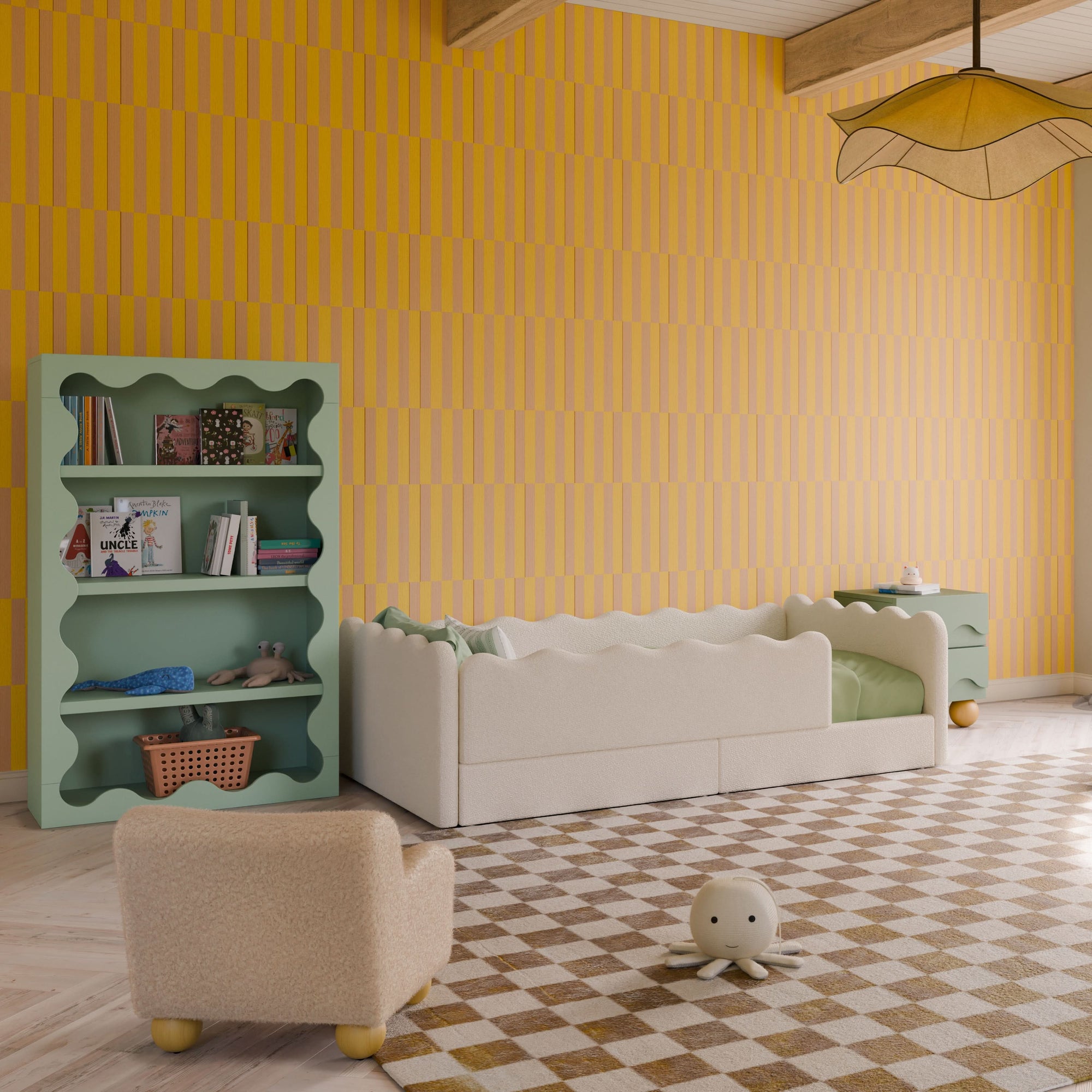M31376PWB,Babyletto Kids,Rizo Montessori-Inspired Twin Bed in Performance Ivory Boucle