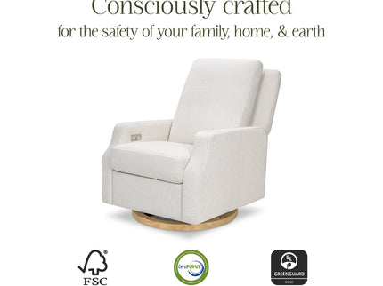 M22286FCSLB,Namesake,Crewe Electronic Swivel Glider Recliner in Fog Chatham Stripe Performance Eco-Weave w/LB