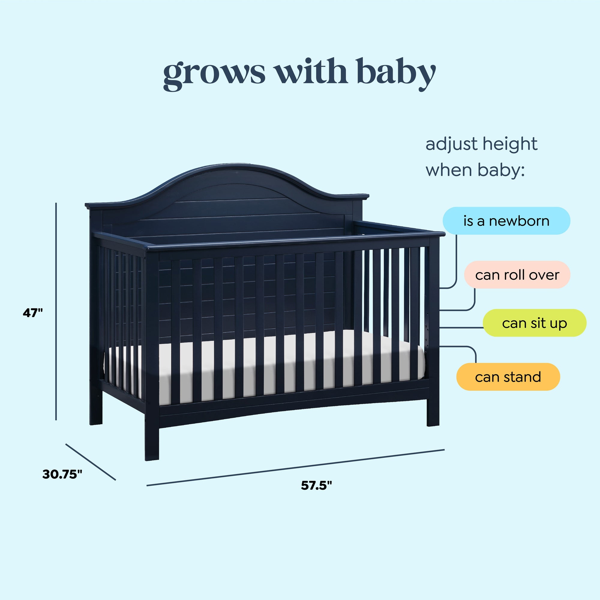 F16901V,Carter's,Nolan 4-in-1 Convertible Crib in Navy