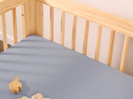 T29633DP,Babyletto,Dewdrop Muslin All-Stages Midi Crib Sheet in GOTS Certified Organic Cotton