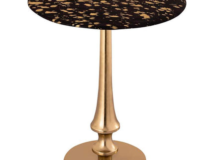 TOV 16" Wide Goathide and Gold Aluminum Modern Round Side Table