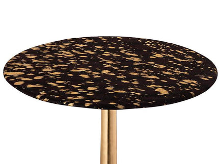 TOV 16" Wide Goathide and Gold Aluminum Modern Round Side Table