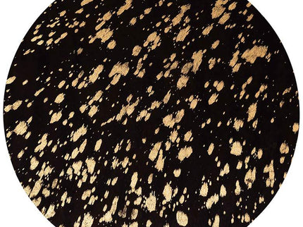 TOV 16" Wide Goathide and Gold Aluminum Modern Round Side Table