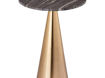 TOV Addyson 16" Wide Brushed Gold and Gray Marble Modern Side Table