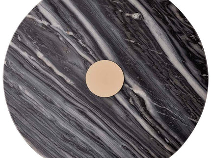 TOV Addyson 16" Wide Brushed Gold and Gray Marble Modern Side Table