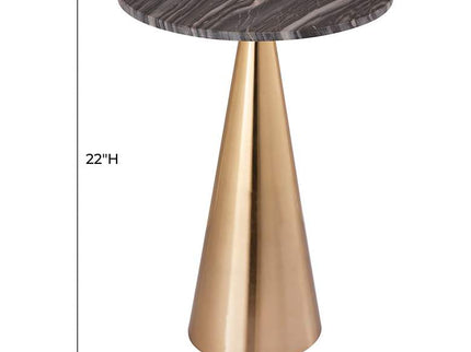 TOV Addyson 16" Wide Brushed Gold and Gray Marble Modern Side Table