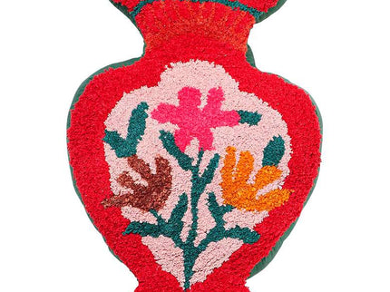 TOV Amphorae Textile 12" x 20" Red Tufted Accent Pillow