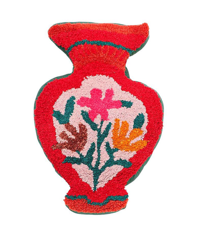 TOV Amphorae Textile 12" x 20" Red Tufted Accent Pillow