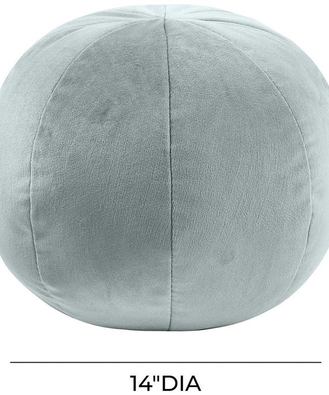 TOV Boba 14" Wide Sea Blue Velvet Round Decorative Pillow