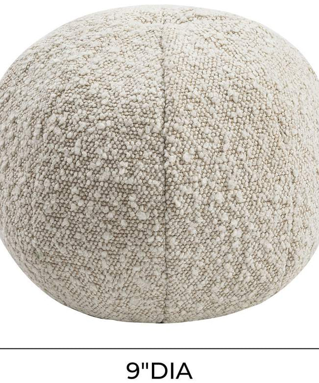 TOV Boba 9" Round Beige Velvet Modern Decorative Pillow