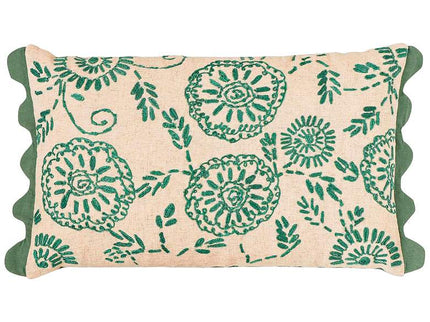 TOV Portia 20" x 12" Aqua Embroidered Floral Accent Cushion