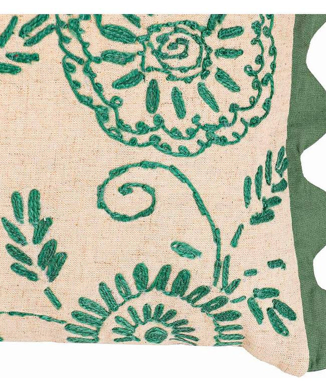 TOV Portia 20" x 12" Aqua Embroidered Floral Accent Cushion