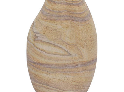 TOV Saava 10" High Sandstone Curved Stone Decorative Vase