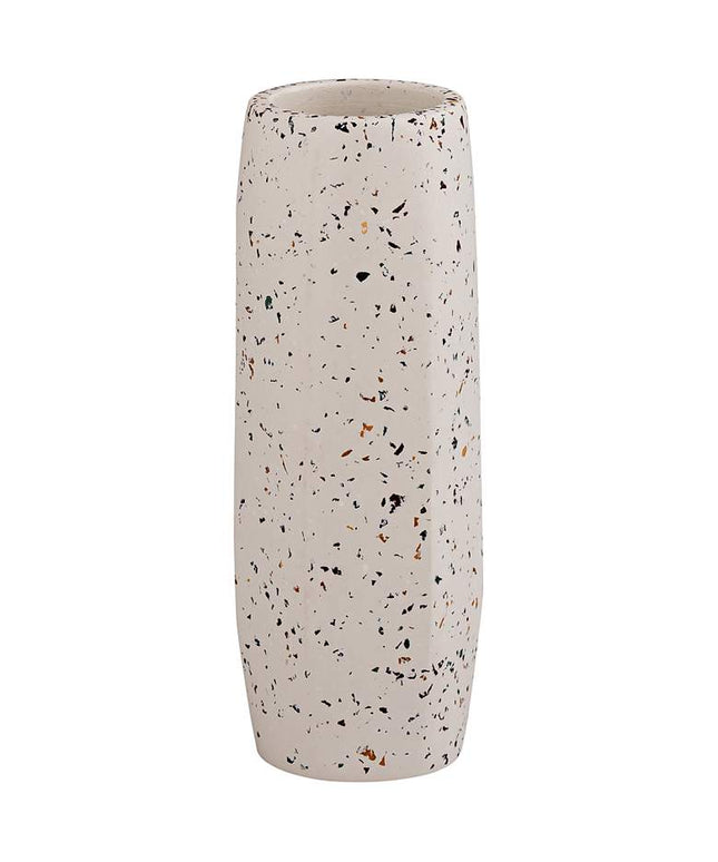 TOV Terrazzo 8 1/2" High Faux Marble White Concrete Decorative Vase