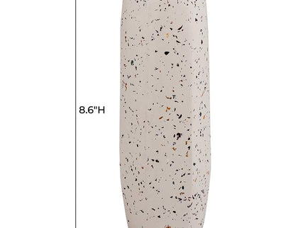 TOV Terrazzo 8 1/2" High Faux Marble White Concrete Decorative Vase