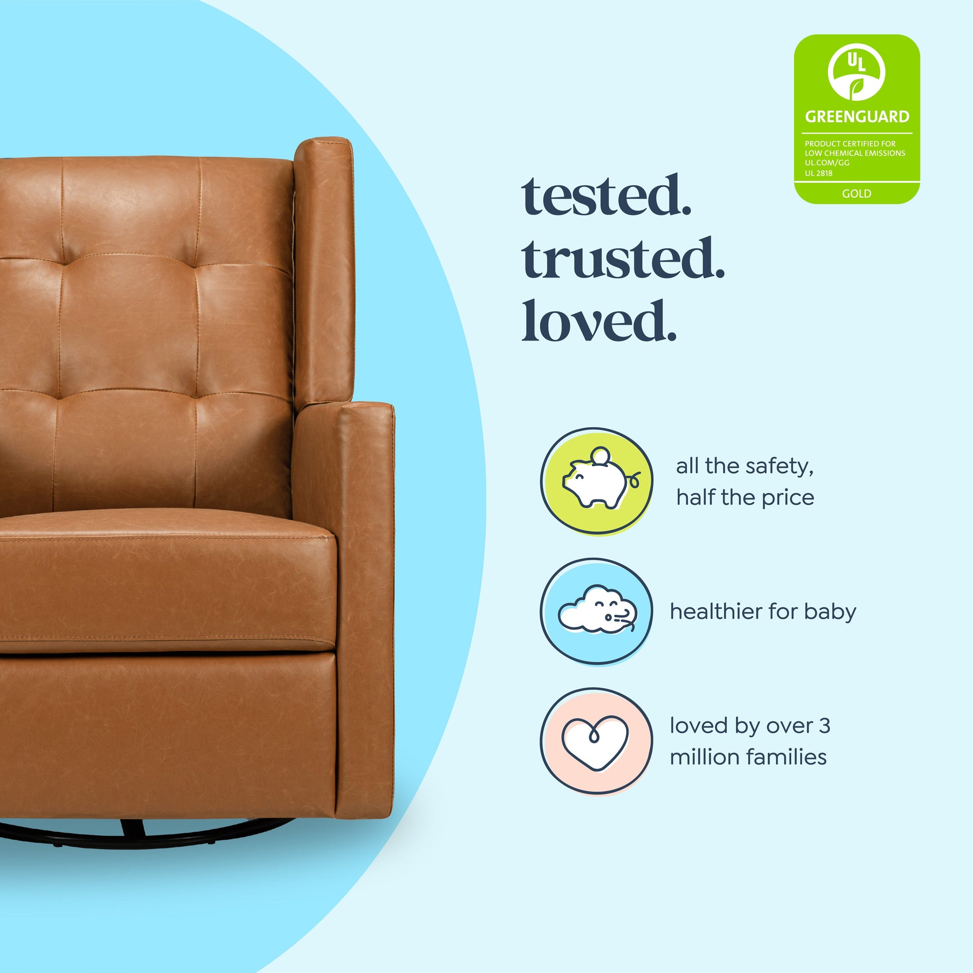 M21287VTL,DaVinci,Maddox recliner and swivel glider in Vegan Tan Leather