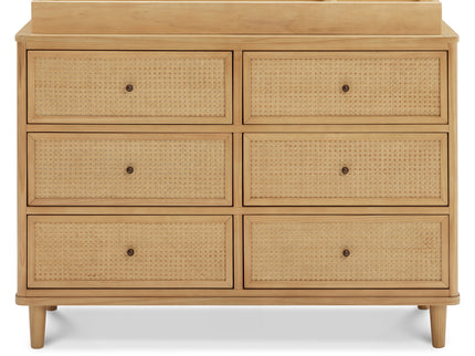 M23716HYHC,Namesake,Marin with Cane 6 Drawer Assembled Dresser in Honey and Honey Cane