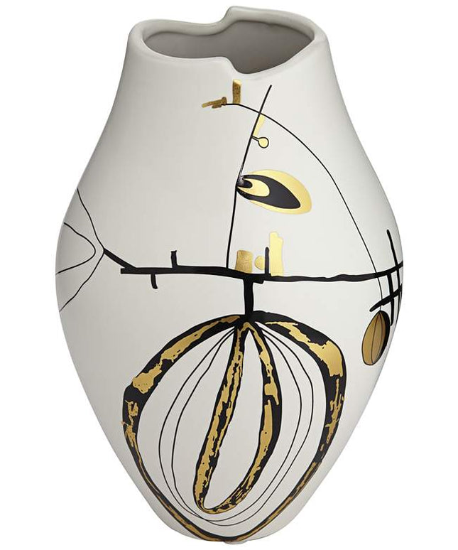 Tribeca 10 3/4" High Matte White Decorative Graphic Vase