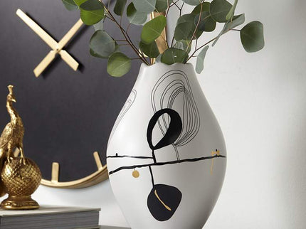 Tribeca 10 3/4" High Matte White Decorative Graphic Vase