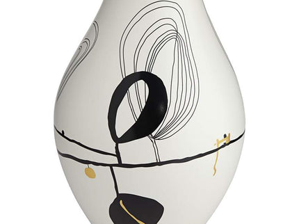 Tribeca 12 1/2" High Matte White Decorative Graphic Vase