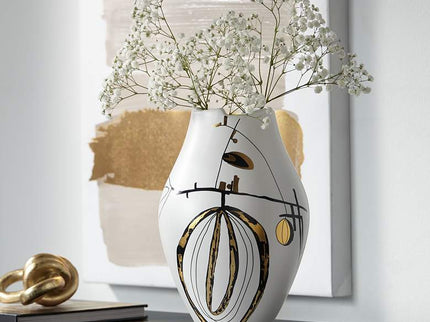 Tribeca 12 1/2" High Matte White Decorative Graphic Vase