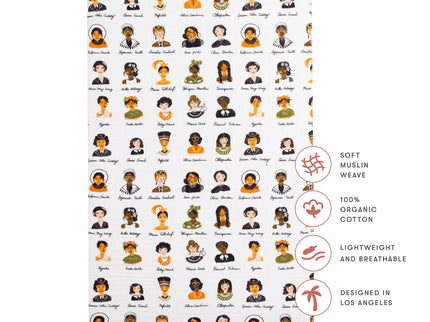 T28436,Babyletto,Women In History Muslin Mini Crib Sheet in GOTS Certified Organic Cotton