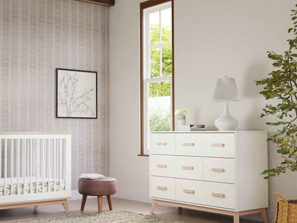 M5826WNX,Babyletto,Scoot 6-Drawer Dresser in White/Washed Natural