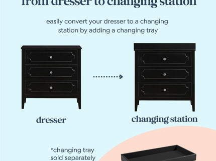 M11423E,DaVinci,Chloe Regency 3-Drawer Dresser in Ebony