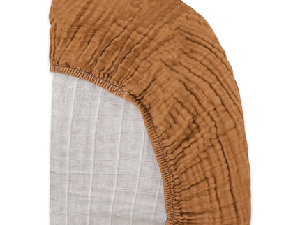 T29533BTS,Babyletto,Burnt Sienna Muslin All-Stages Midi Crib Sheet in GOTS Certified Organic Cotton