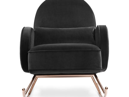 NW17087BLKV,Nursery Works,Compass Rocker in Black Velvet with Rose Gold Legs