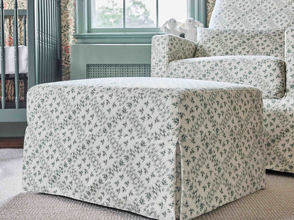 M21785GLT,Namesake,Sarah Flint x Namesake Crawford Gliding Ottoman in Green Lattice Performance Eco-Weave
