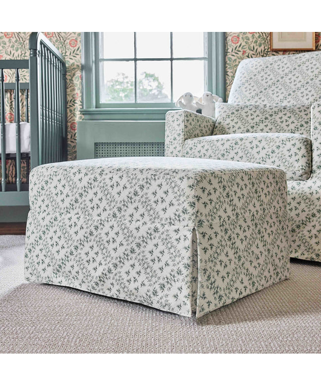 M21785GLT,Namesake,Sarah Flint x Namesake Crawford Gliding Ottoman in Green Lattice Performance Eco-Weave