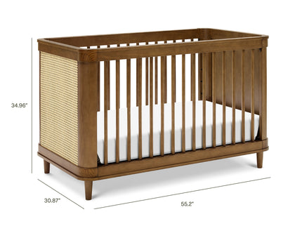 M23701NLBC,Namesake,Marin with Cane 3-in-1 Convertible Crib in Natural Walnut and Blonde Cane