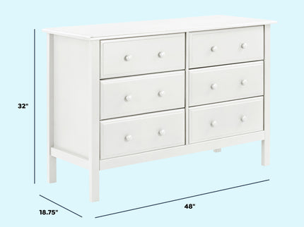 M5966W,DaVinci,Jayden 6-Drawer Double Wide Dresser in White Finish