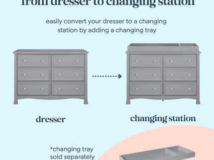 M5529G,DaVinci,Kalani 6-Drawer Double Wide Dresser in Grey Finish