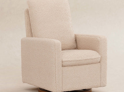 M20987CSGDB,Babyletto,Cali Pillowback Swivel Glider in Chai Shearling w/ Dark Wood Base