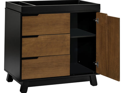 M4223BNL,Babyletto,Hudson 3-Drawer Changer Dresser w/Removable Changing Tray in Black/Natural Walnut