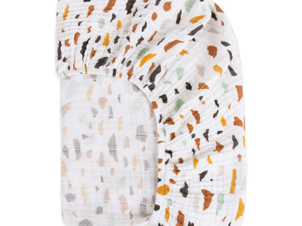 T29135,Babyletto,Terrazzo Muslin Crib Sheet in GOTS Certified Organic Cotton